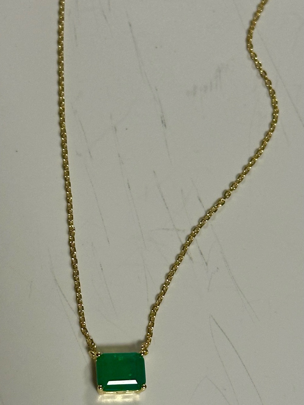 Gold Chain Necklace with Green Gemstone Pendant 16in